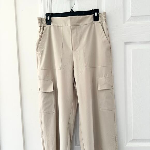 Lou & Grey Beige Wanderweave Cargo Style Straight Wide Leg Pants New Medium - Picture 3 of 11